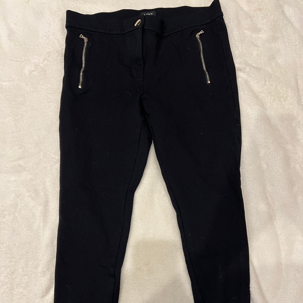LOFT black leggings with gold zippers size 10